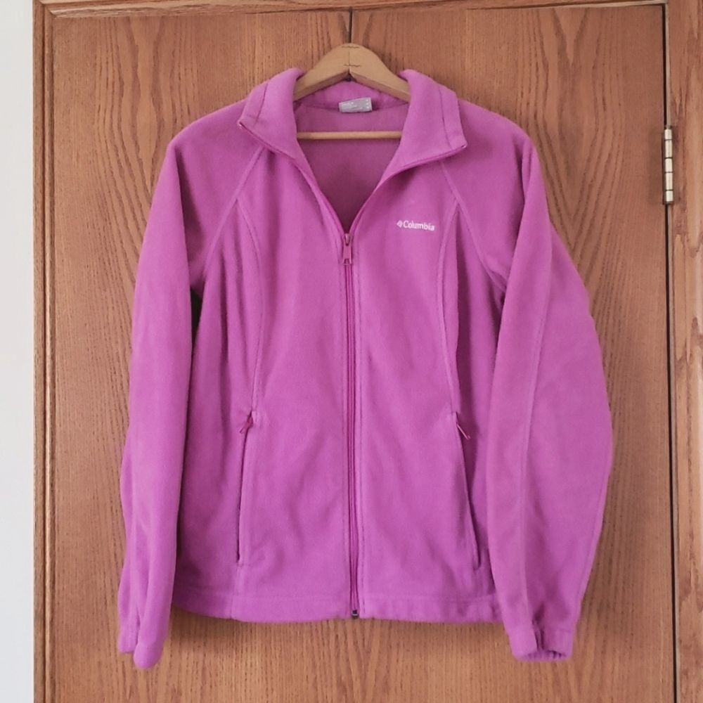 Very Nice Columbia Magenta Fleece Full-Zip Jacket Sz M